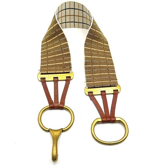 VINTAGE leather & elastic belt women\'s brass buckle/hook - SIZE SMALL main image 11